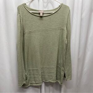 Chico's sweater women's size Xl 3 sage green crochet modest
